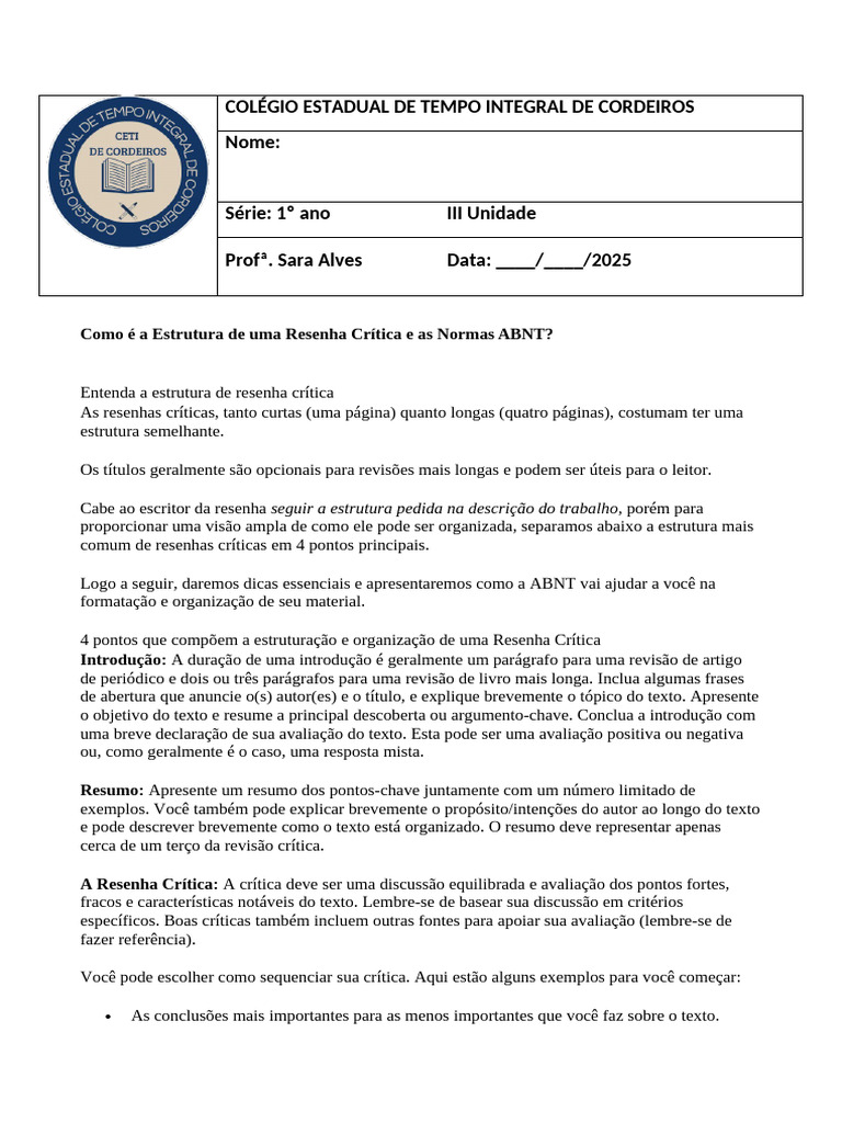 Normas Da ABNT Resenha, Resumo e Fichamento | PDF | Abstract (resumo ...