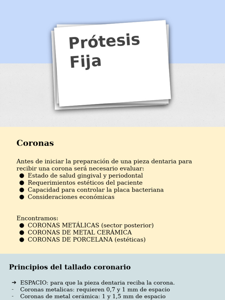 Preparación y Técnicas de Coronas Dentales | PDF | Odontología | Ramas ...