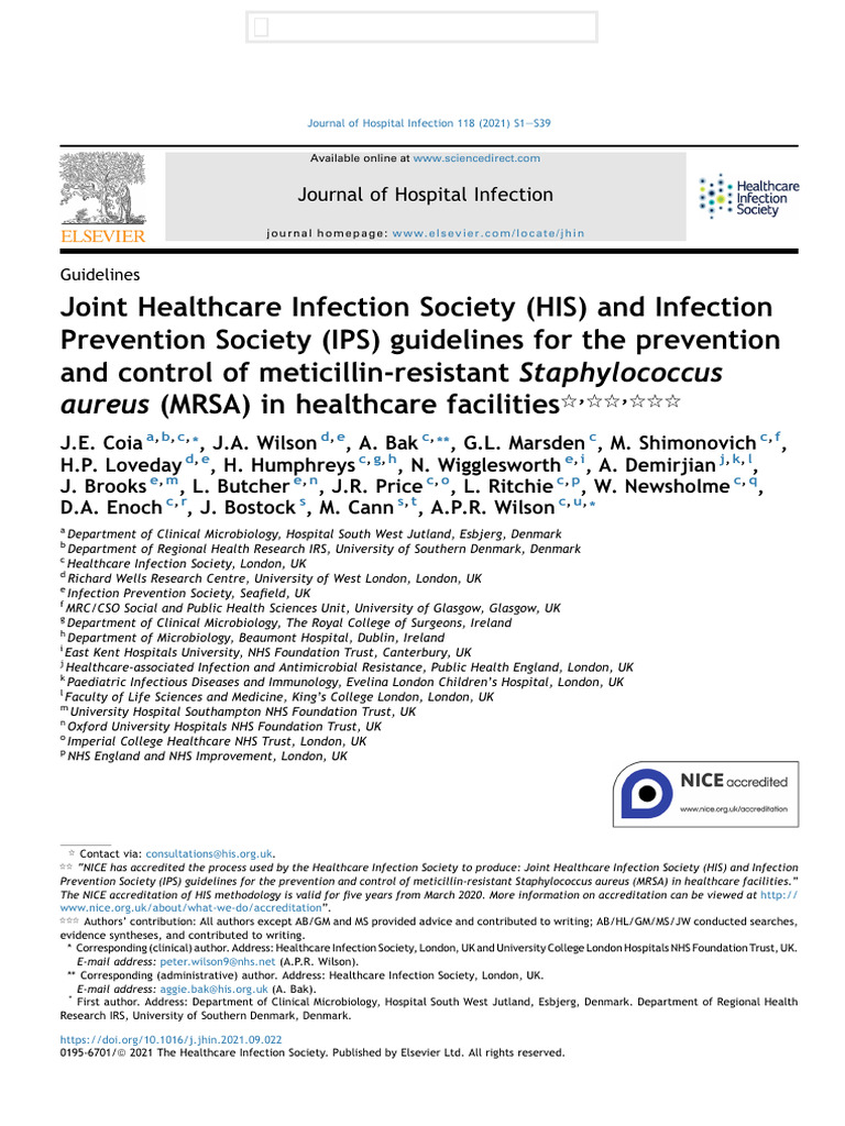 MRSA Prevention Guidelines for Healthcare | PDF | Methicillin Resistant ...