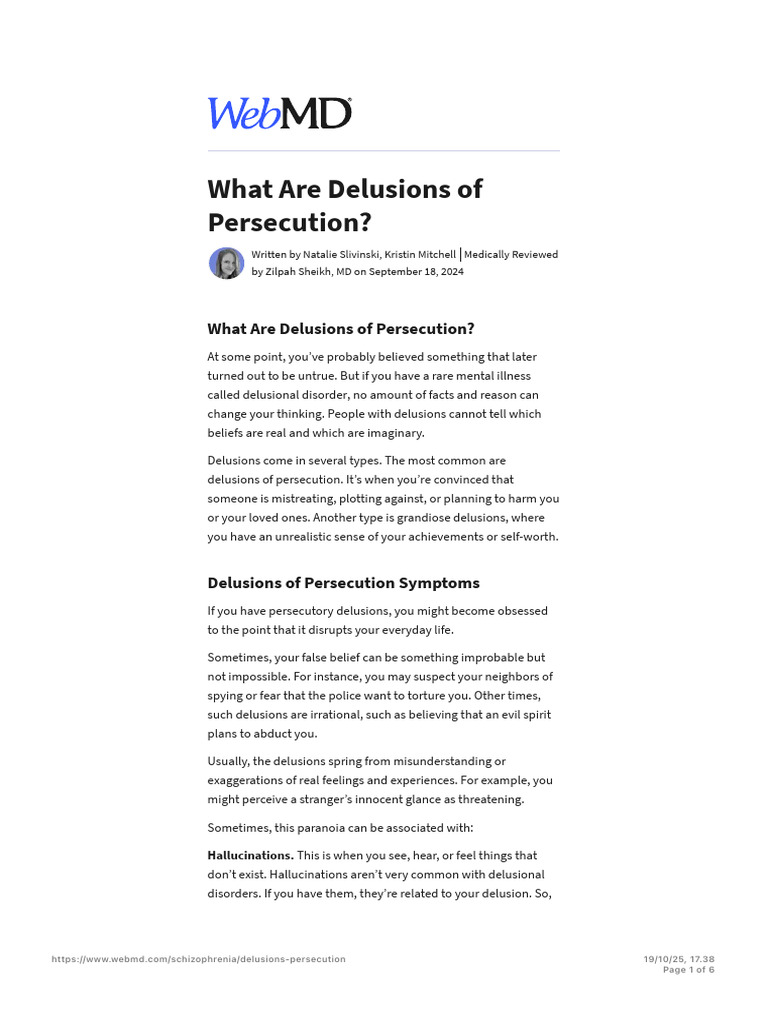 Understanding Delusions of Persecution | PDF | Delusion | Mental Disorder