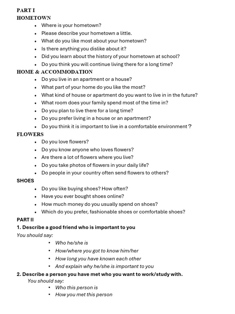 Speaking Questions 3.11 | PDF