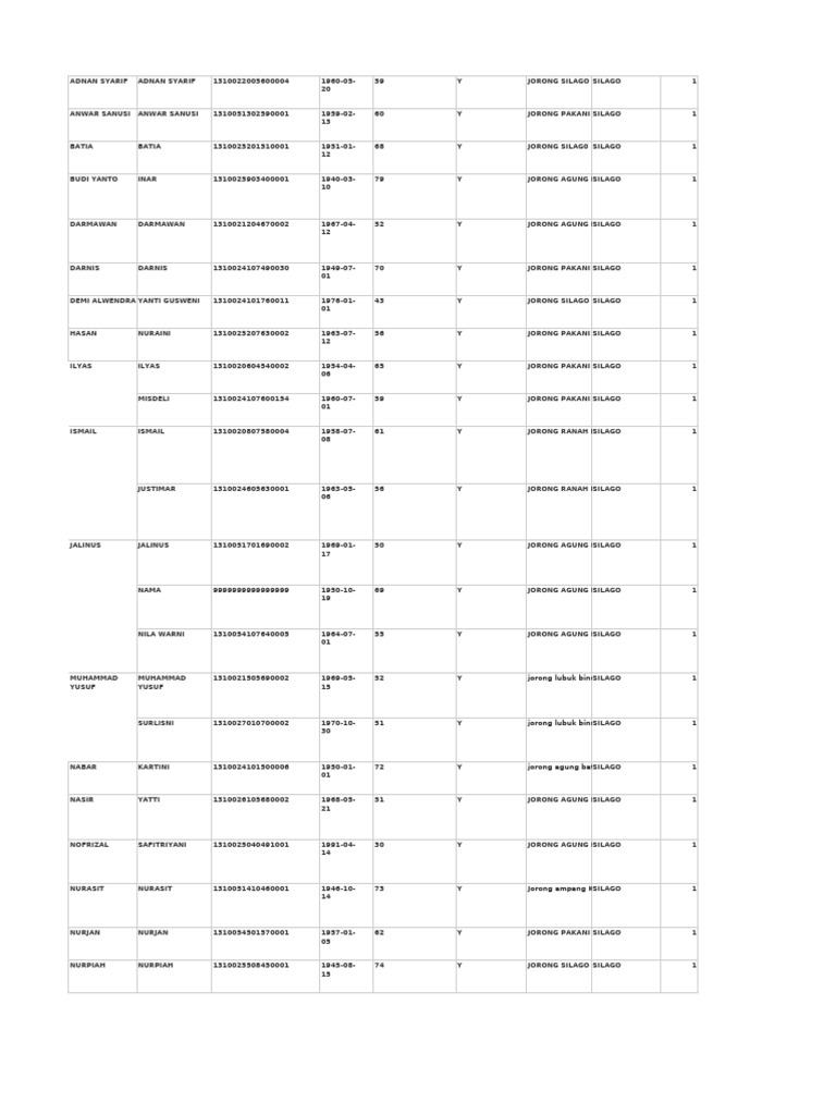Silago Resident Data Overview | PDF