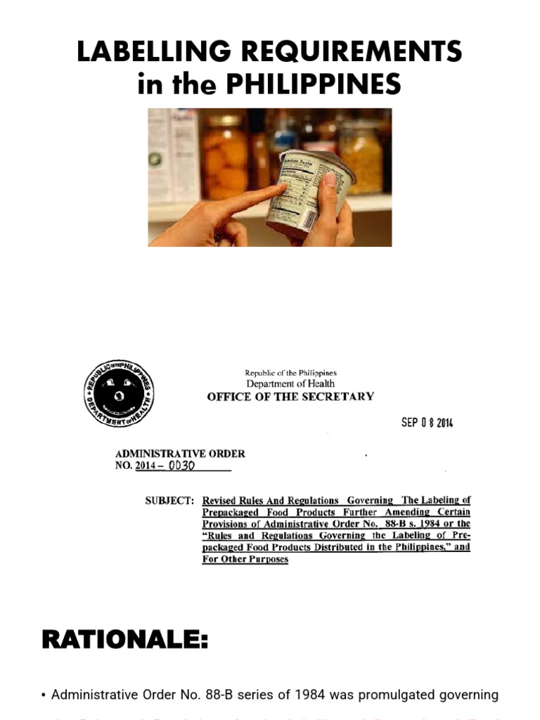 Philippines Prepackaged Food Labeling Rules | PDF | Food Energy ...