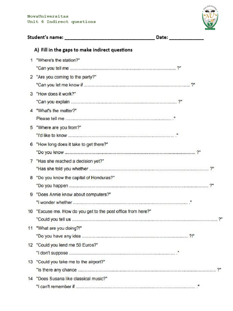 Mastering Indirect Questions Guide | PDF