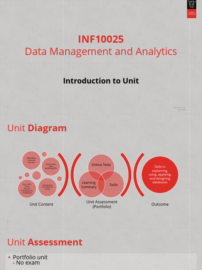 Data Management and Analytics Unit Guide | PDF