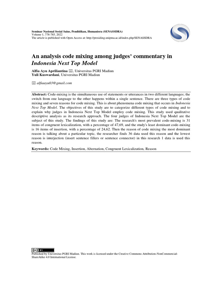 Code Mixing in Indonesia Next Top Model | PDF | Multilingualism ...