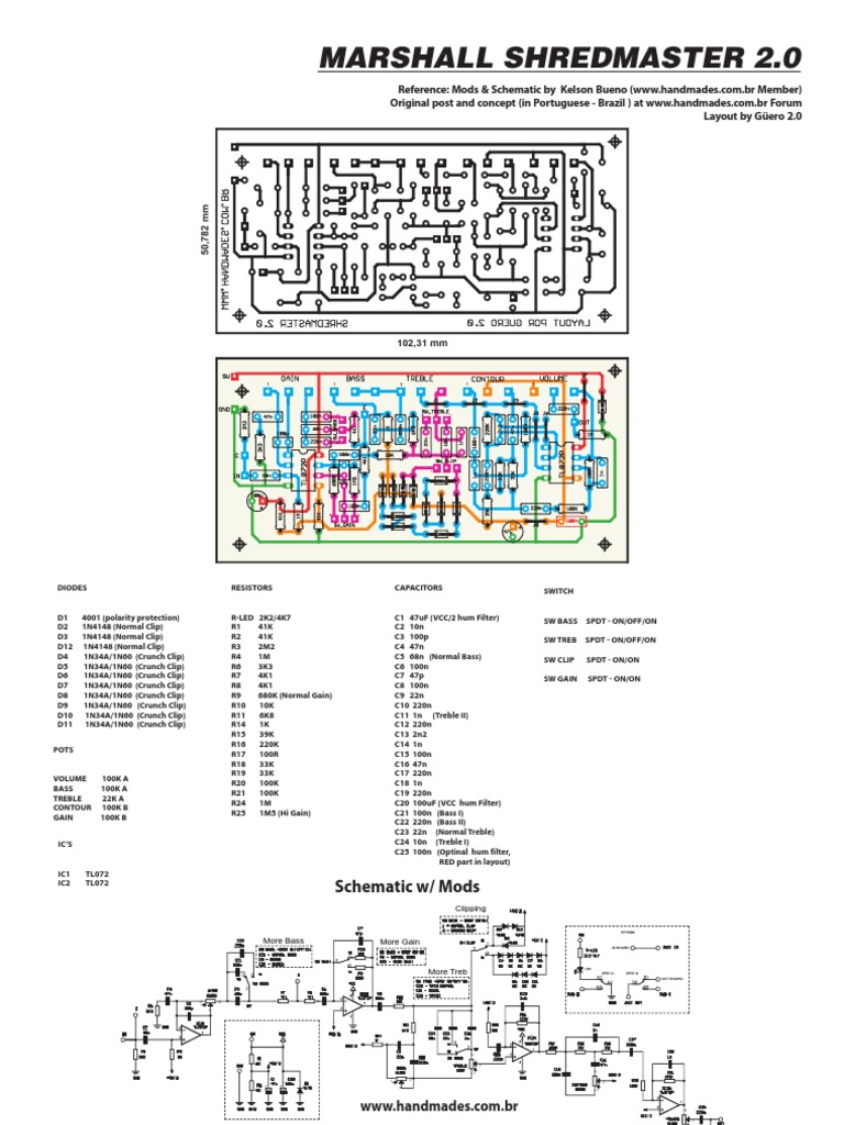 Marshall Shredmaster Schematic & Mods | PDF | String Instruments ...