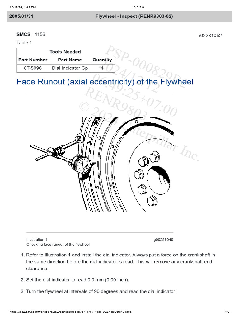 Flywheel Runout Inspection Guide | PDF