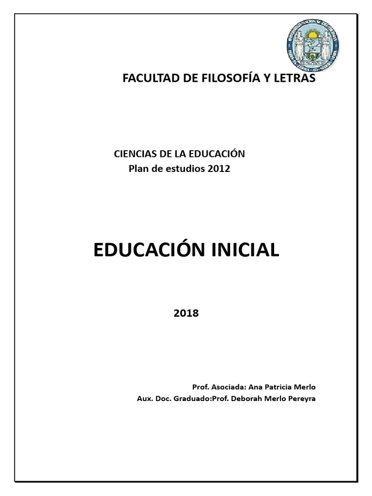Plan de Estudios: Educación Inicial 2018 | PDF | Educación de la ...