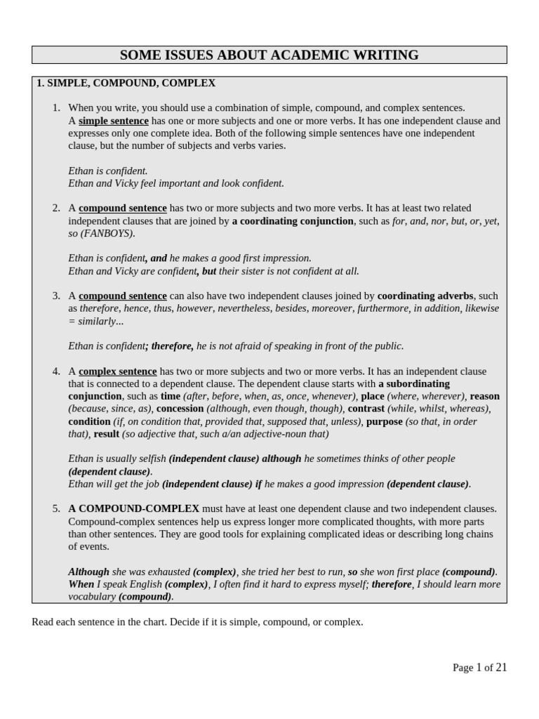 Academic Writing Sentence Structures | PDF | Subject (Grammar) | Grammar