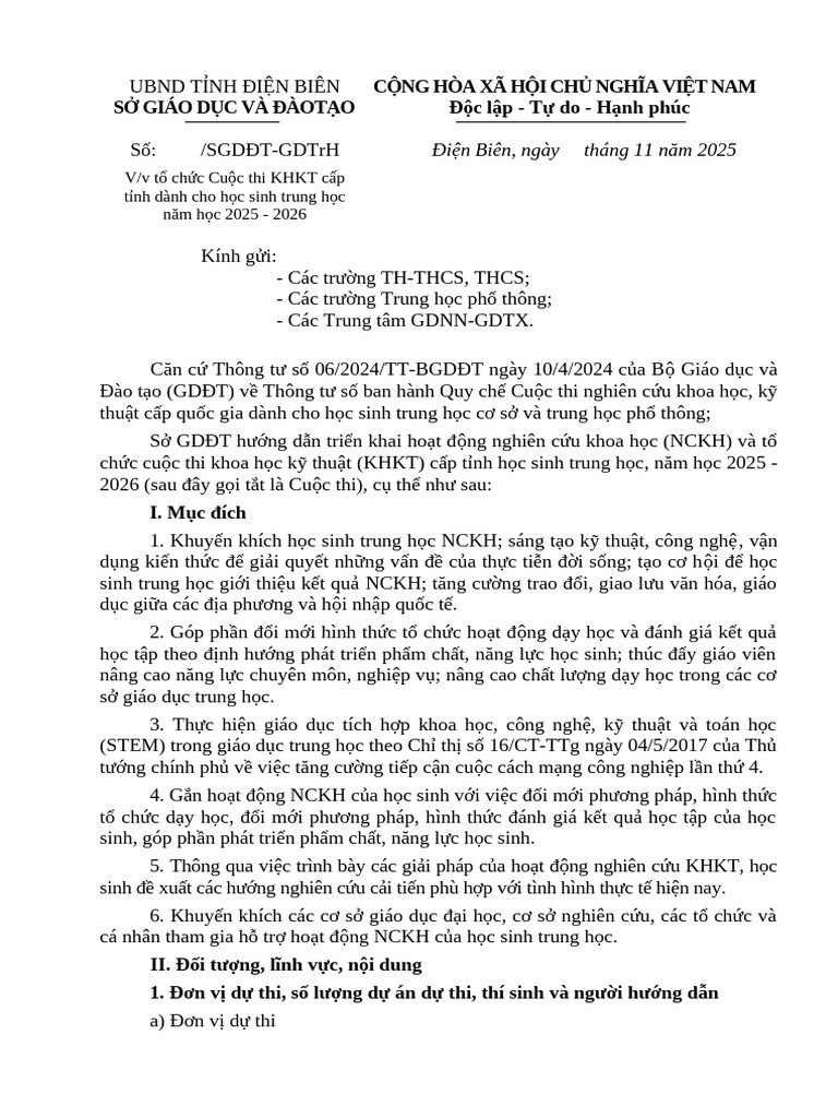 Huong Dan Thi KHKT 2025 2026 | PDF