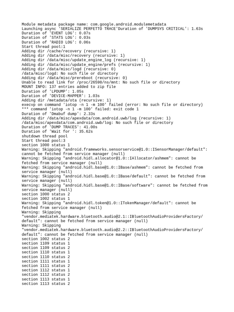 Android Module Metadata Log Analysis | PDF | Computing | System Software