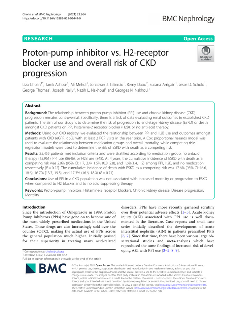 PPI vs H2 Blockers: CKD Progression Risk | PDF | Chronic Kidney Disease ...