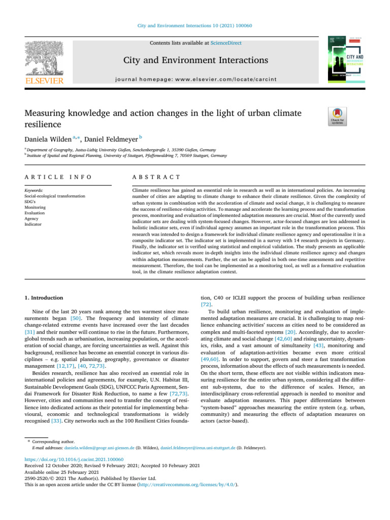 Urban Climate Resilience Measurement Framework | PDF | Climate ...