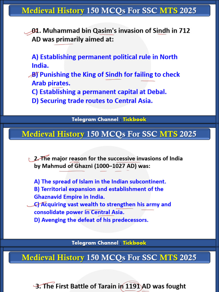 150 Medieval History MCQs for SSC MTS 2025 | PDF | Mughal Empire | Guru ...