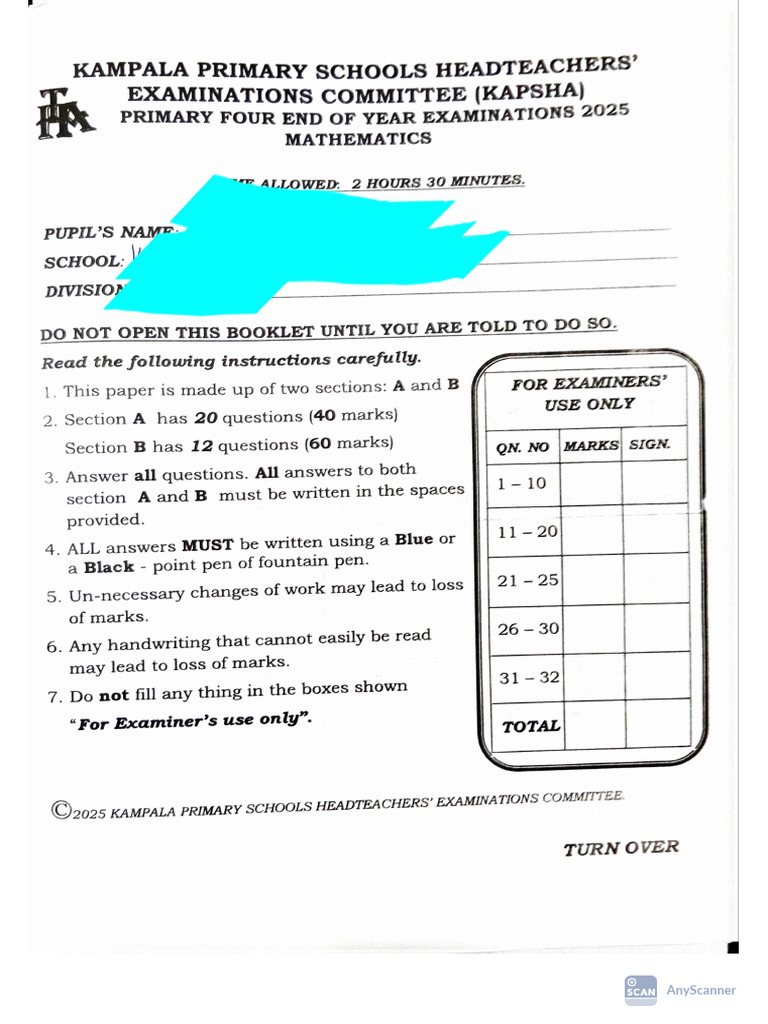 Kcca MTC Upper Primary Eot 2025 | PDF