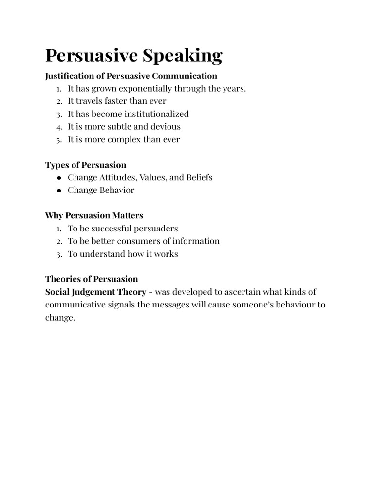 Understanding Persuasive Speaking Techniques | PDF