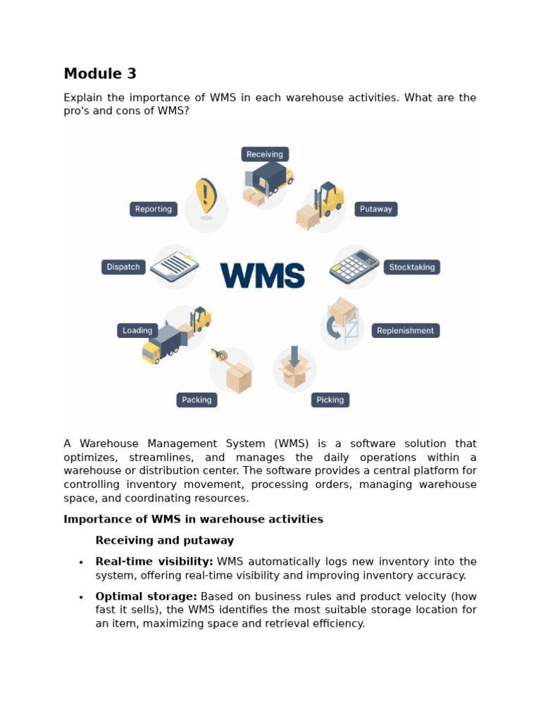 Importance and Challenges of WMS | PDF | Warehouse | Automation