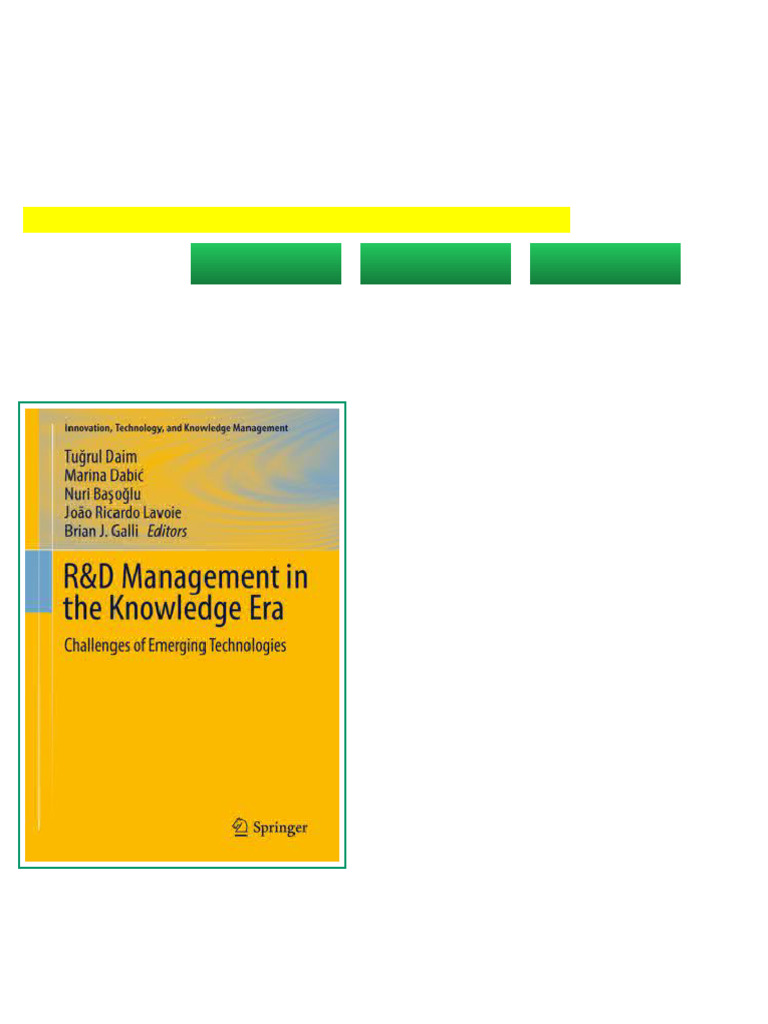 R D Management in The Knowledge Era Challenges of Emerging Technologies ...