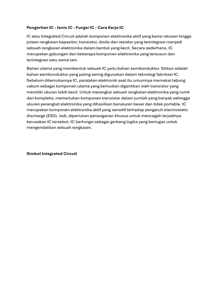 Pengertian dan Jenis-Jenis IC Elektronik | PDF