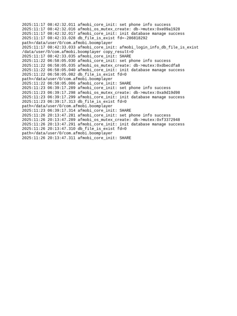 AFMobi Database Initialization Logs | PDF