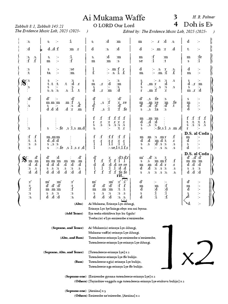 Ai Mukama Waffe Solfa | PDF | Singing | Vocal Music