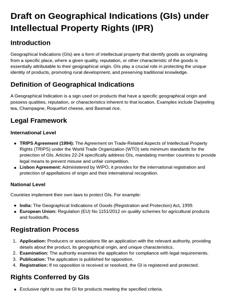 Geographical Indications and IPR Overview | PDF | Business Law | Business