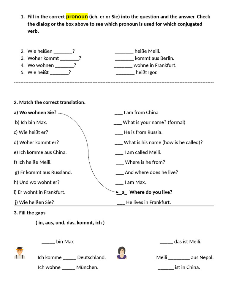 Fill in The Correct Pronoun | PDF