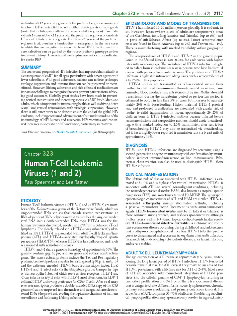 Image showcasing 323 - Human T-Cell Leukemia Viruses (1 and 2) | PDF | Virus | Microorganism