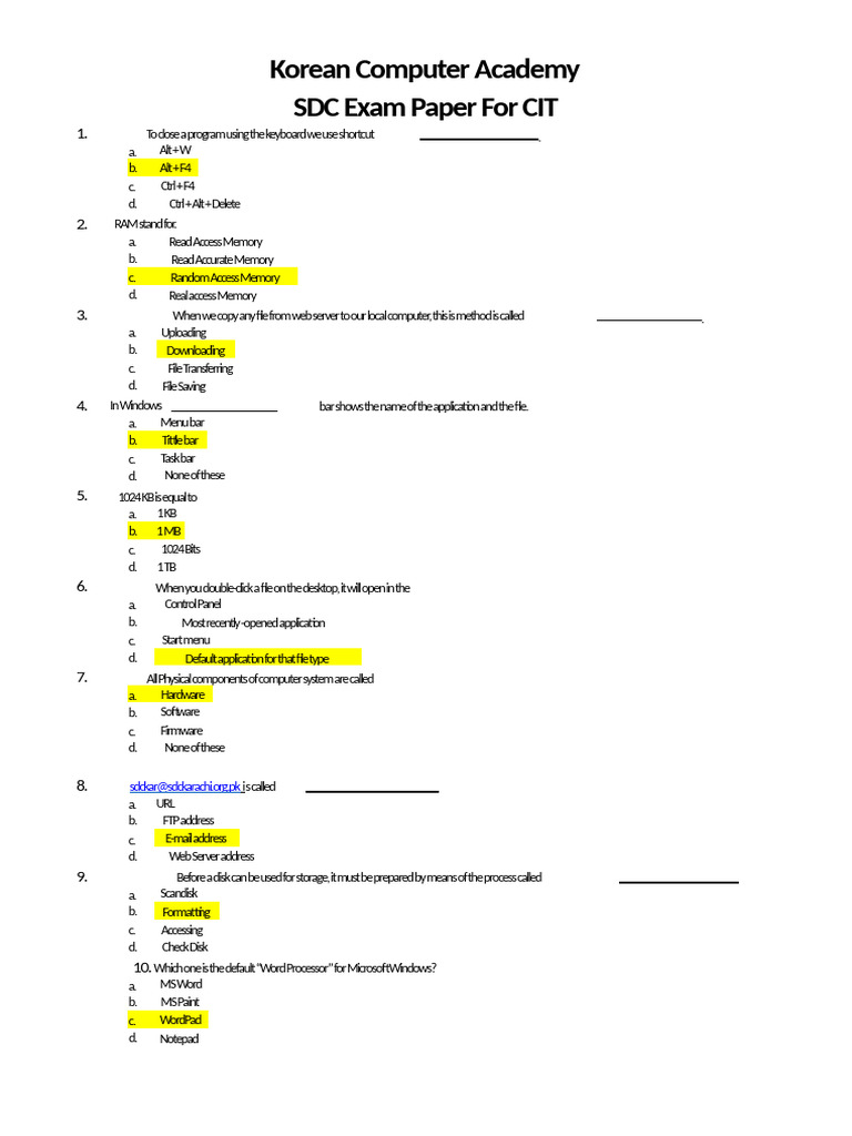 SDC Modal Exam With Corect Answers | PDF | Software | Computing