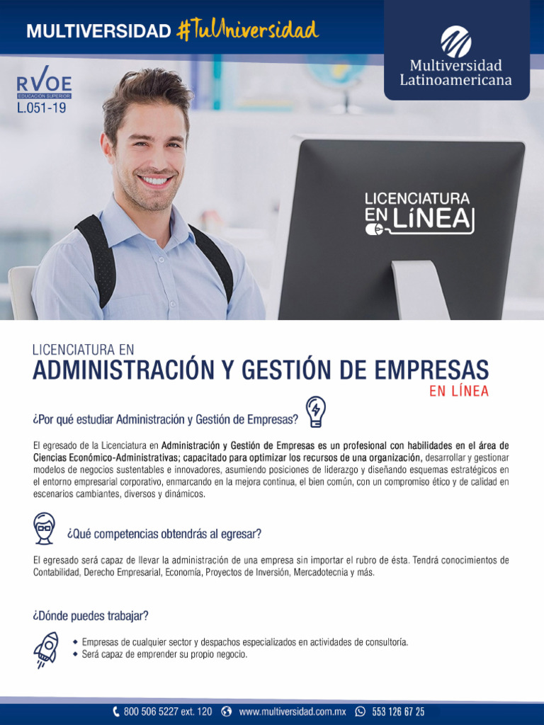 Lic. en Administración y Gestión de Empresas en Línea | PDF