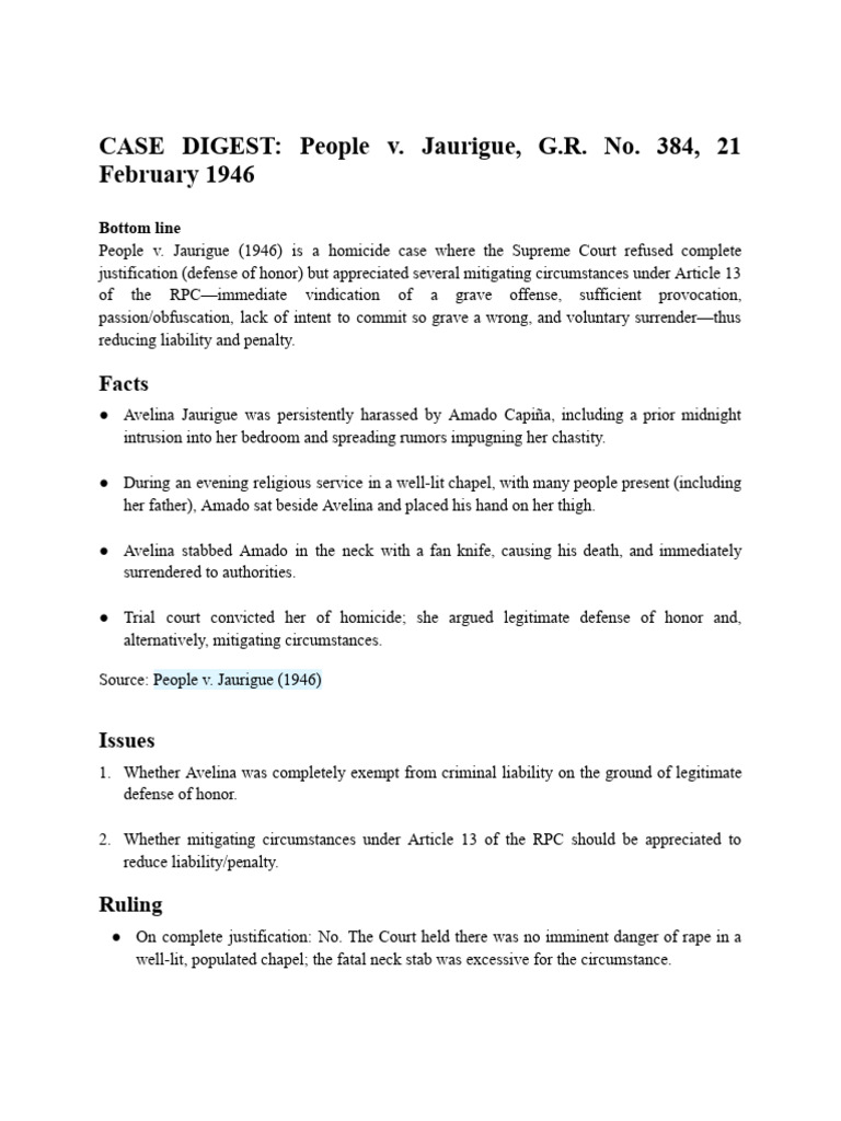 Jaurigue Case: Homicide Mitigation Insights | PDF | Crimes | Crime ...