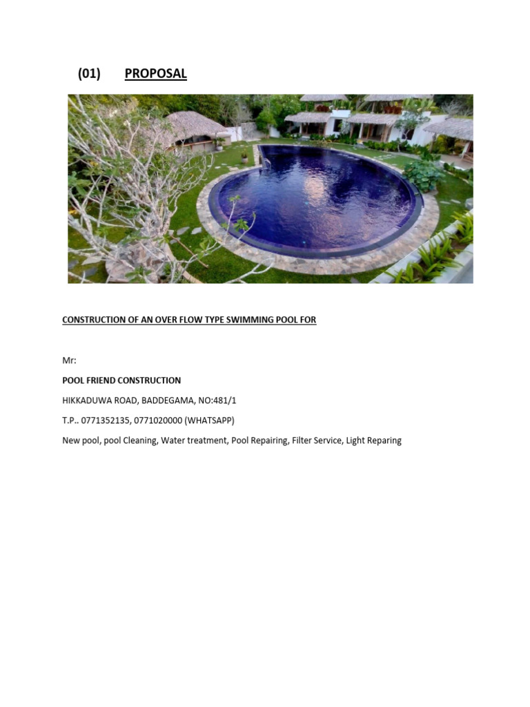 Swimming Pool Construction Proposal | PDF