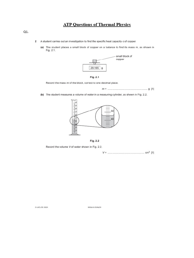 ATP Questions of Thermal Physics | PDF