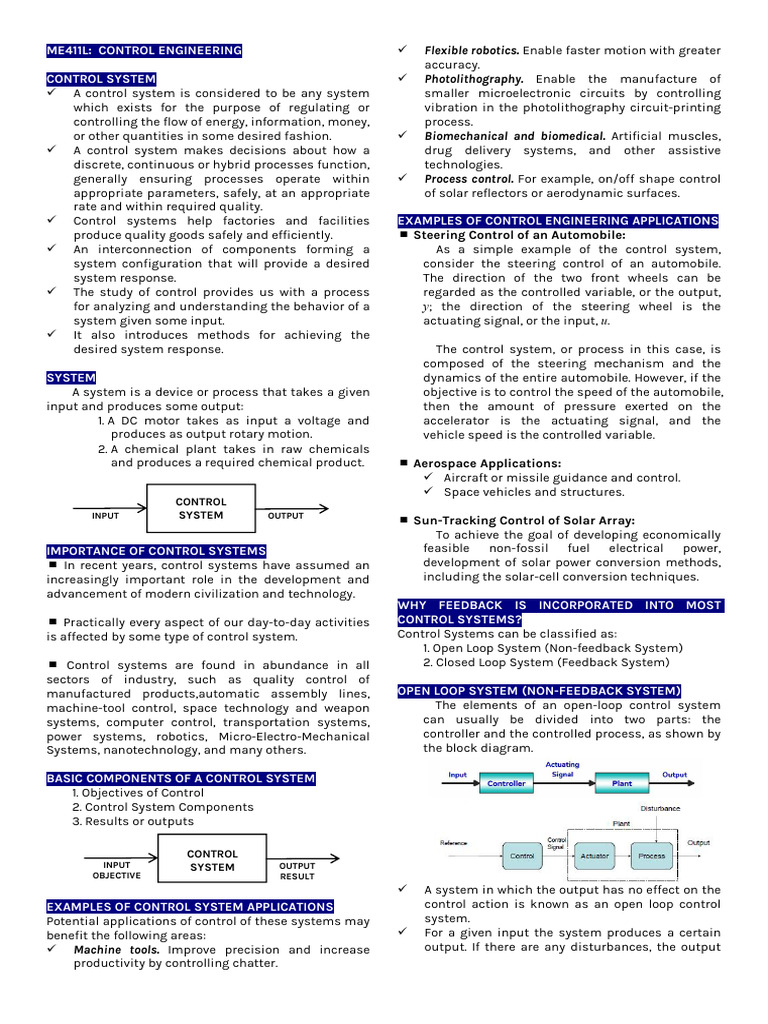 Control Engineering: Systems Overview | PDF | Feedback | Control Theory