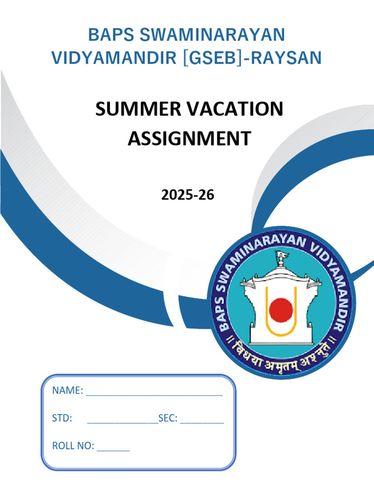 Summer Assignment 2025-26 for Std 10 | PDF