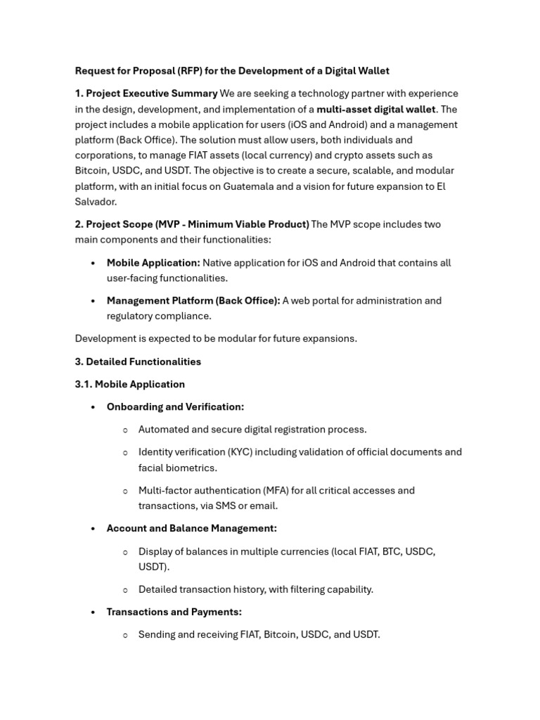 RFP for Multi-Asset Digital Wallet Development | PDF | Bitcoin ...