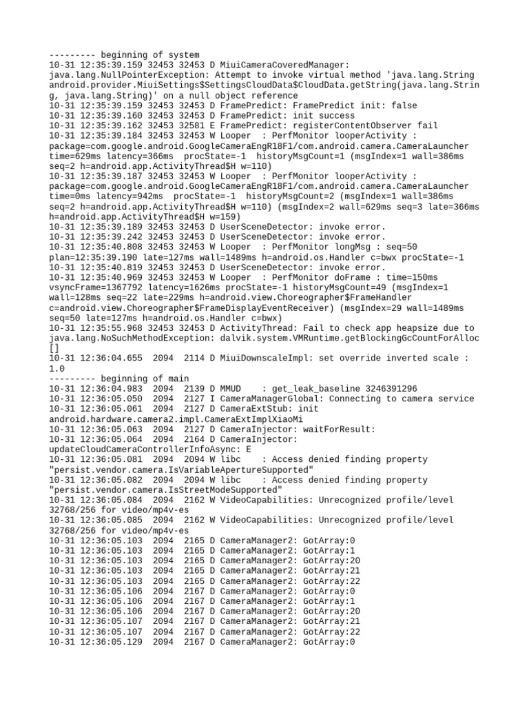 Camera Error Logs and Performance Data | PDF | Computing | Computer ...