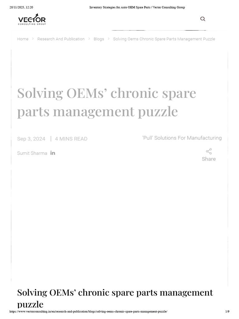 OEM Spare Parts Management Strategies | PDF | Inventory | Supply Chain