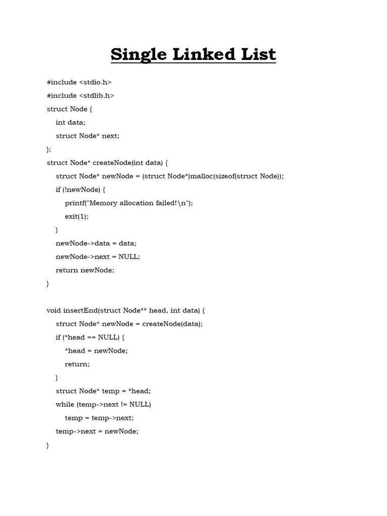 Single Linked List | PDF | Computer Programming | C++