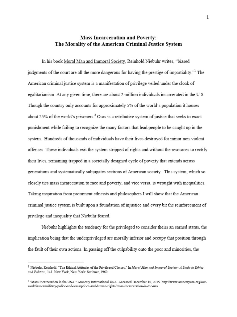 Mass Incarceration and Poverty: The Morality of The American Criminal ...