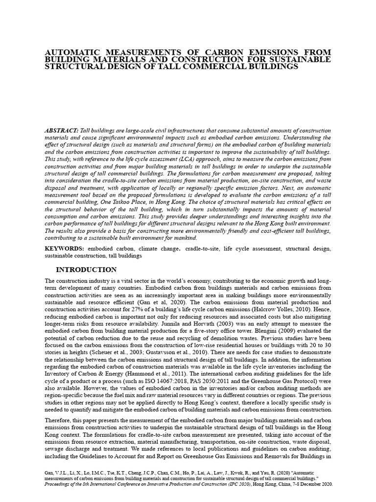 Carbon Emissions in Tall Building Design | PDF | Life Cycle Assessment ...