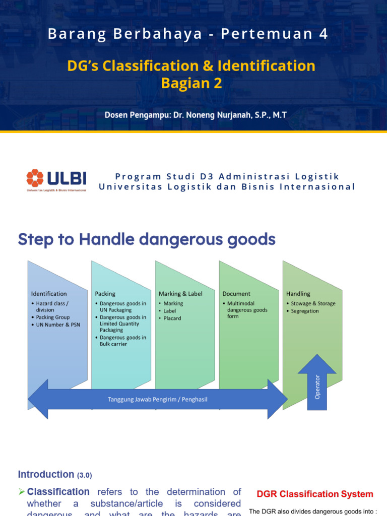 Handling and Classifying Dangerous Goods | PDF | Dangerous Goods | Cargo