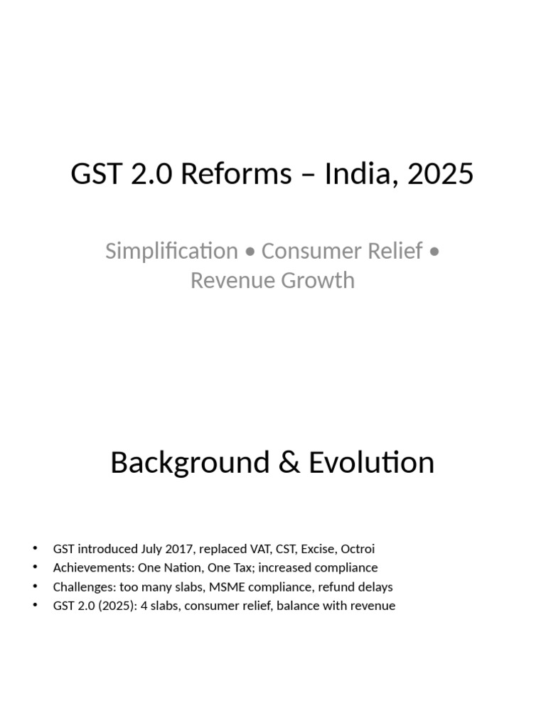 GST 2.0 Reforms Overview for India 2025 | PDF | Taxes | Value Added Tax