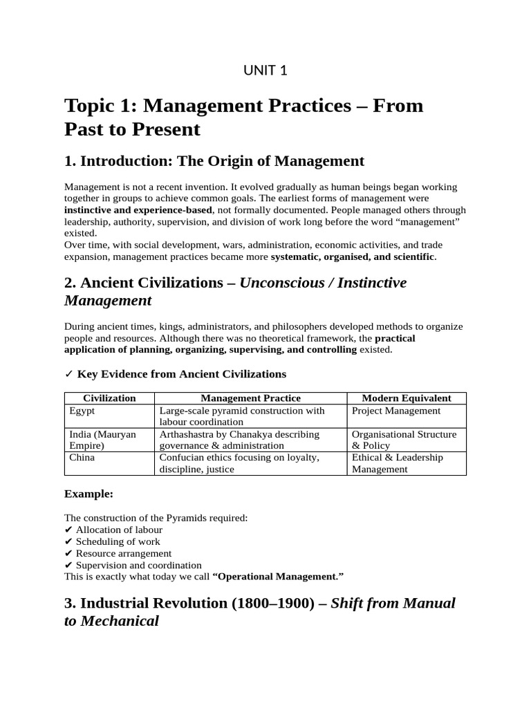 Evolution of Management Practices | PDF | Decision Making | Planning