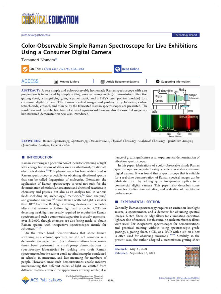 Nomoto 2021 Color Observable Simple Raman Spectroscope For Live ...