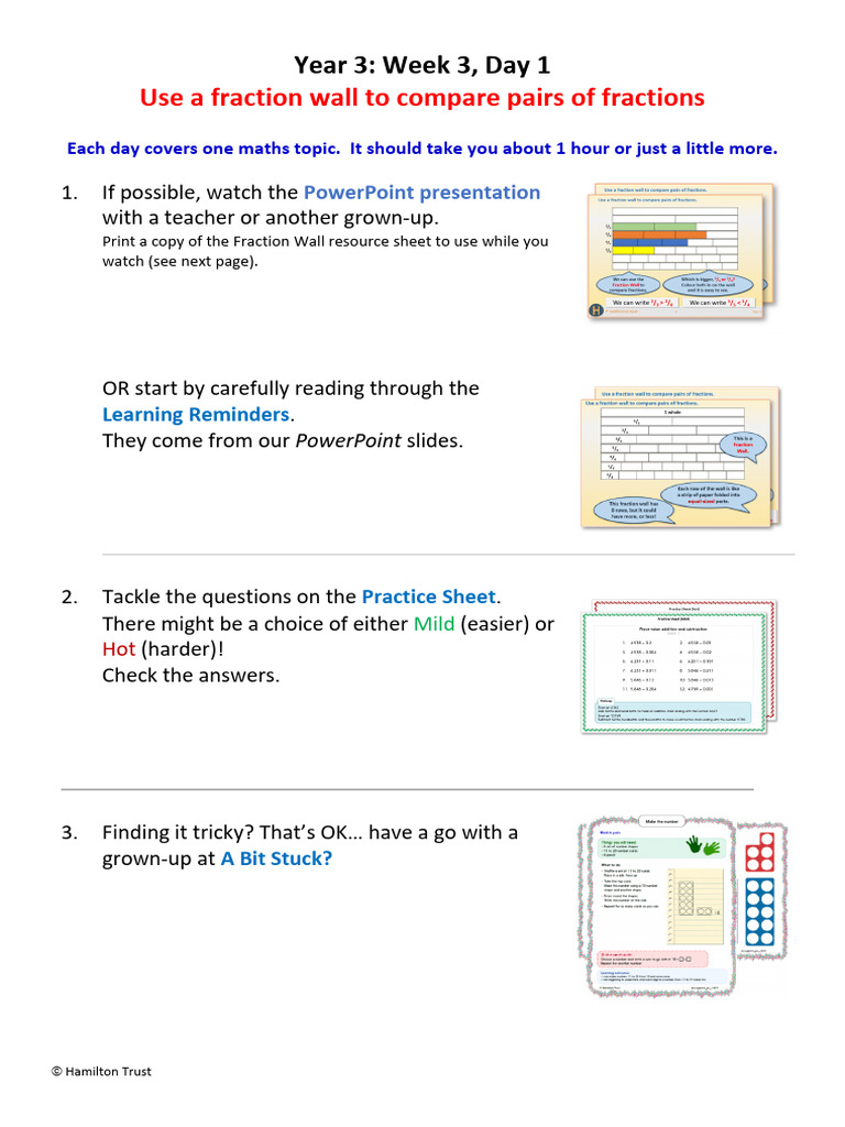 Y3 Week3 Day1 Use A Fraction Wall To Compare Pairs of Fractions | PDF ...