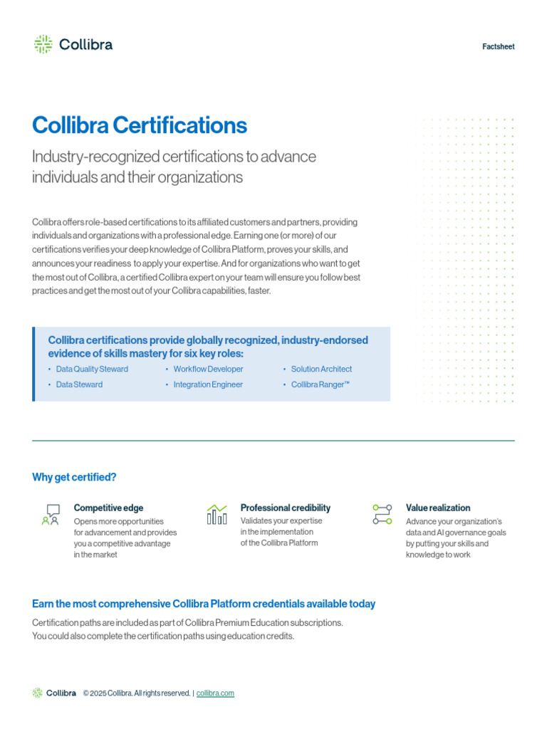 Collibra Certification Program - v3 | PDF | Certification | Business