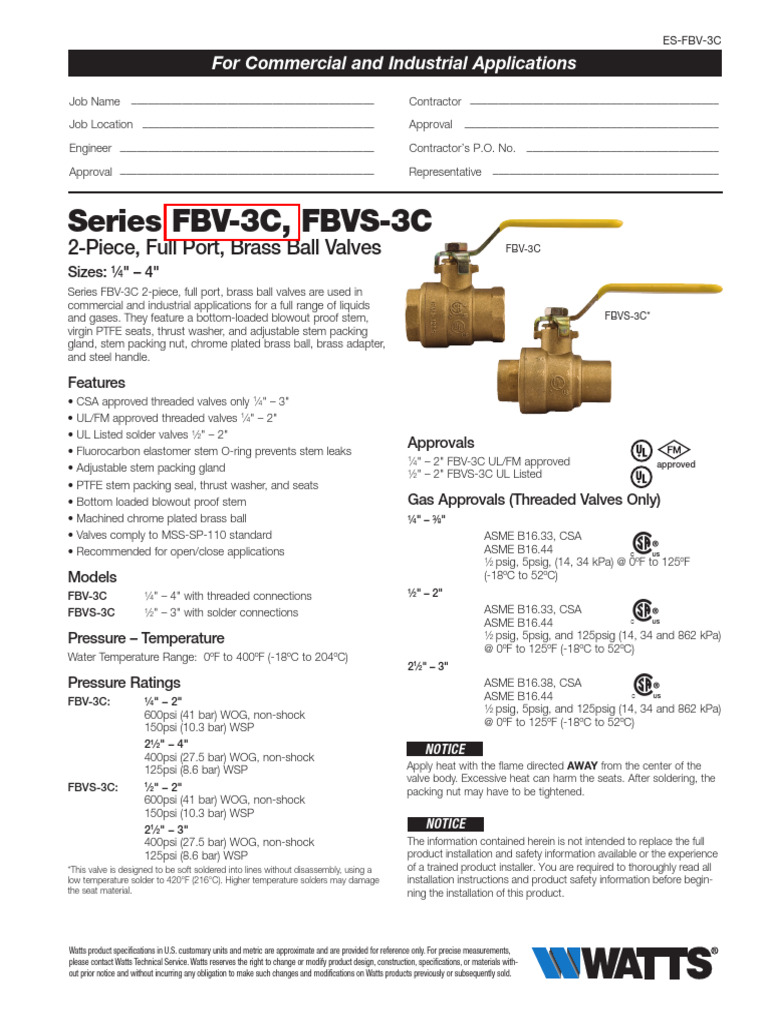 Es FBV 3C | PDF | Valve | Pressure