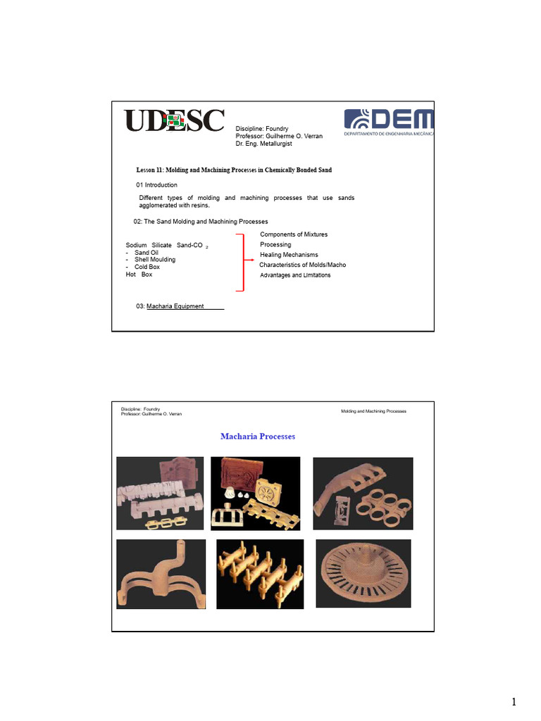 Lesson 11 Molding and Machining Processes in Chemically Bonded Sands ...